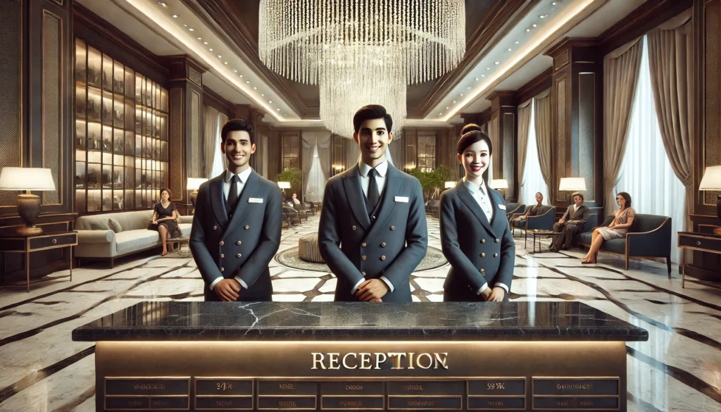 PopulistPolicy.org -- Three Indian immigrants standing professionally behind the reception desk of a luxury hotel. The scene fe -- Trump Hipocracy -- Alan Nafzger 4. PopulistPolicy.org -- Three Indian immigrants standing professionally behind the reception desk of a luxury hotel. The scene fe -- Trump Hypocrisy -- Alan Nafzger 4.